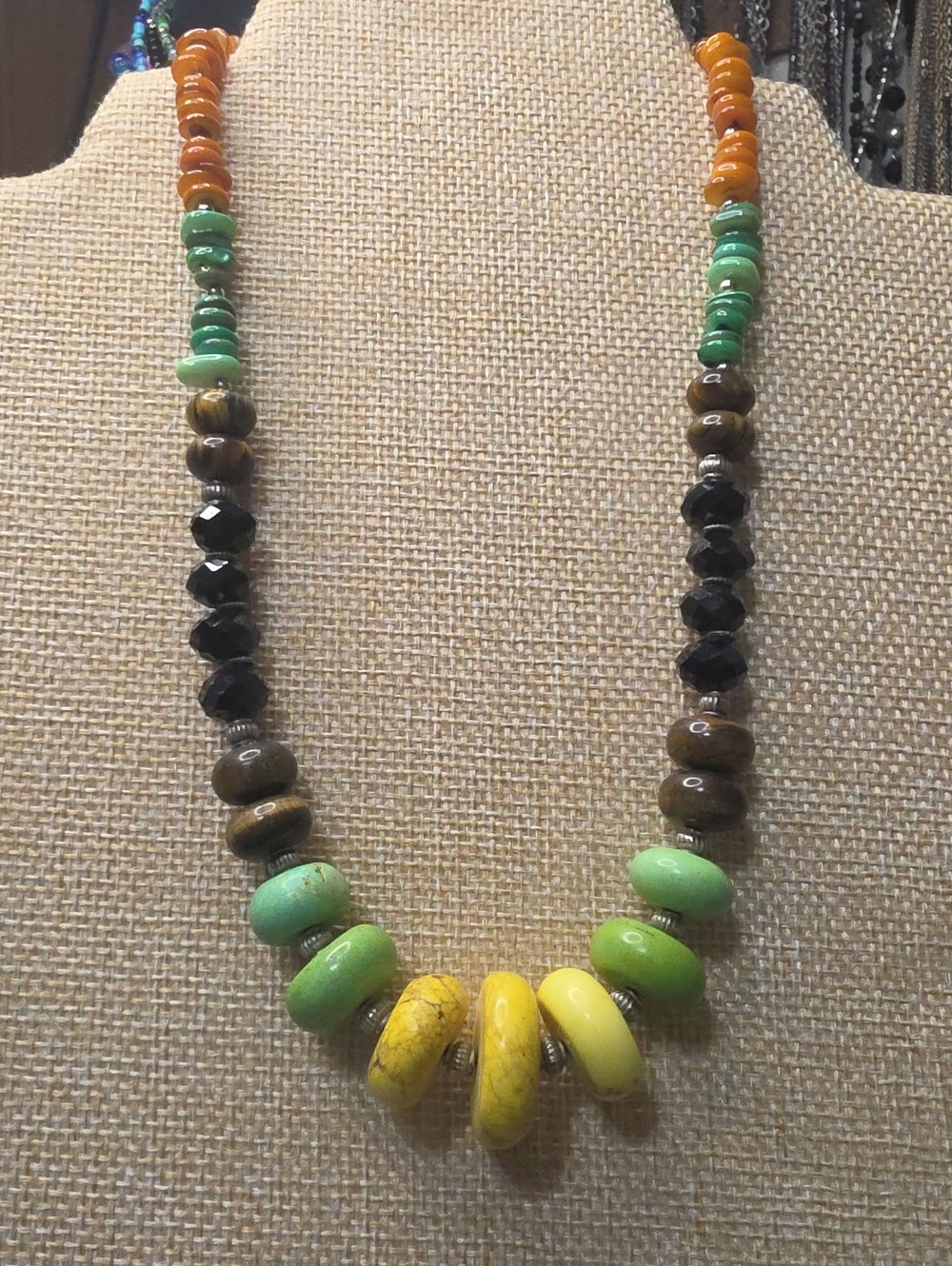 Bright Green & Yellow Bead Statement Necklace - Women Jewelry